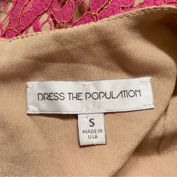 Dress The Population Cambria pink lace nude lining sheer long sleeve mini dress - Picture 9 of 9